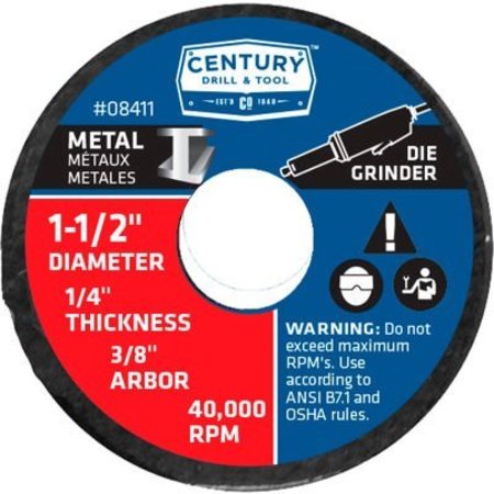 Century Drill 0 Grinding Wheel 3Pak 1-1/2"" x 3/8"" Aluminum Oxide -  CENTURY DRILL & TOOL, 8411